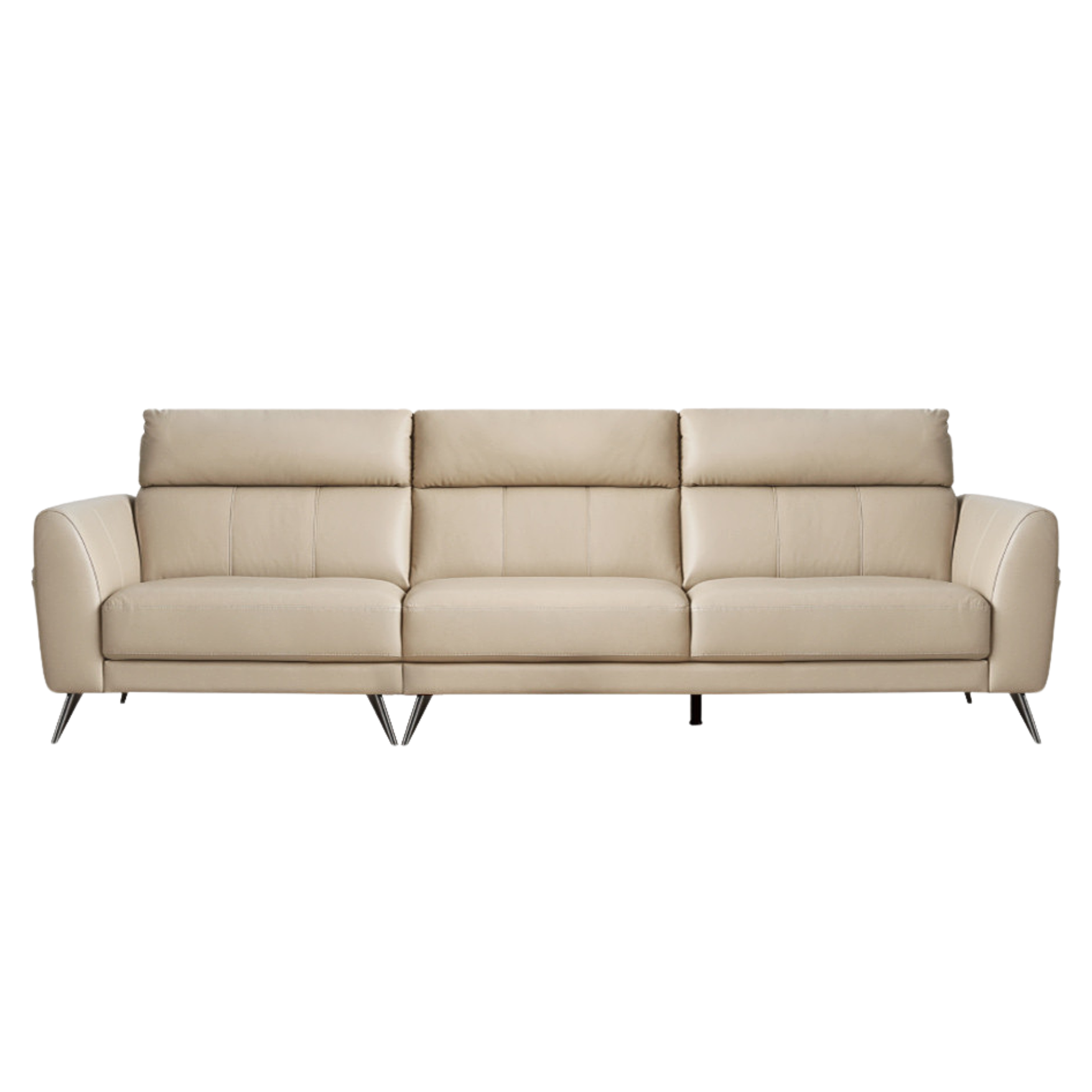 First-layer Yellow Cowhide Leather Sofa Light Luxury Italian Style.