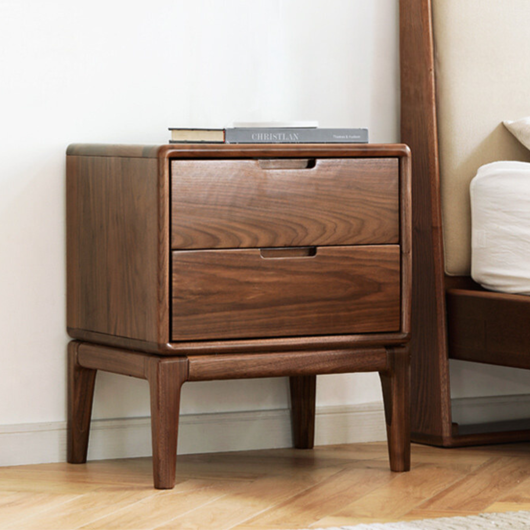 Black Walnut, Ash Solid Wood Nordic Modern Nightstand