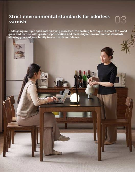 Oak Solid Wood Modern Minimalist Rock Plate Dining Table