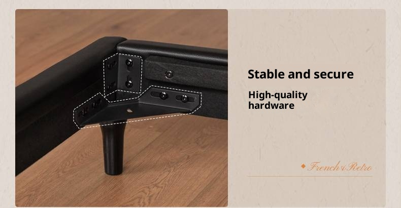 Genuine Leather Elegant Soft Backrest Bed, French Retro