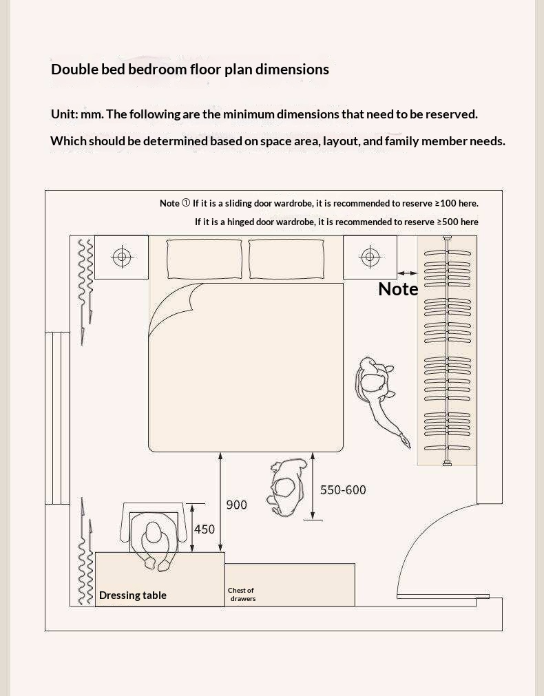 Cherry Solid Wood Bed Modern Minimalist Luminous Bed