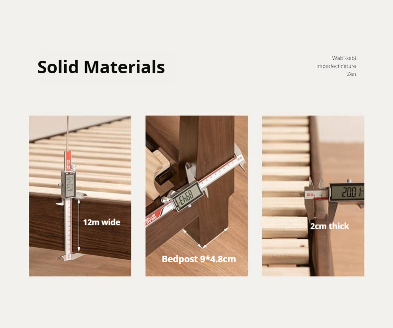 Black Walnut Solid Wood Modern Minimalist Large Bed