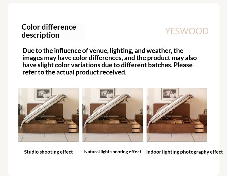 Oak Solid Wood Box Bed, Platform Box Bed, Headboard-Free Bed – Modern Minimalist Style