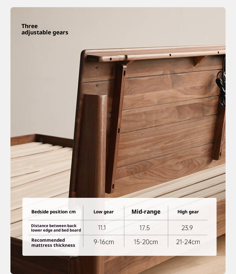 Black Walnut Solid Wood Suspended Modern Simple Bed