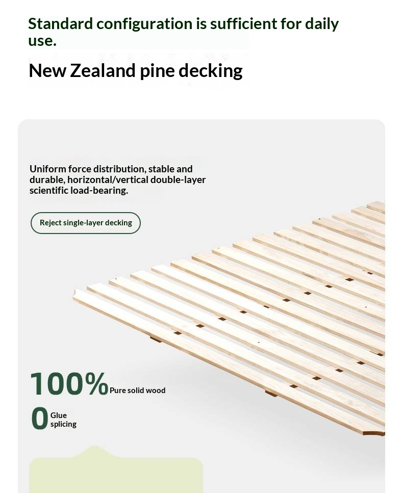 Oak Solid Wood Suspended Bed with Soft Backrest – Piano Key Design