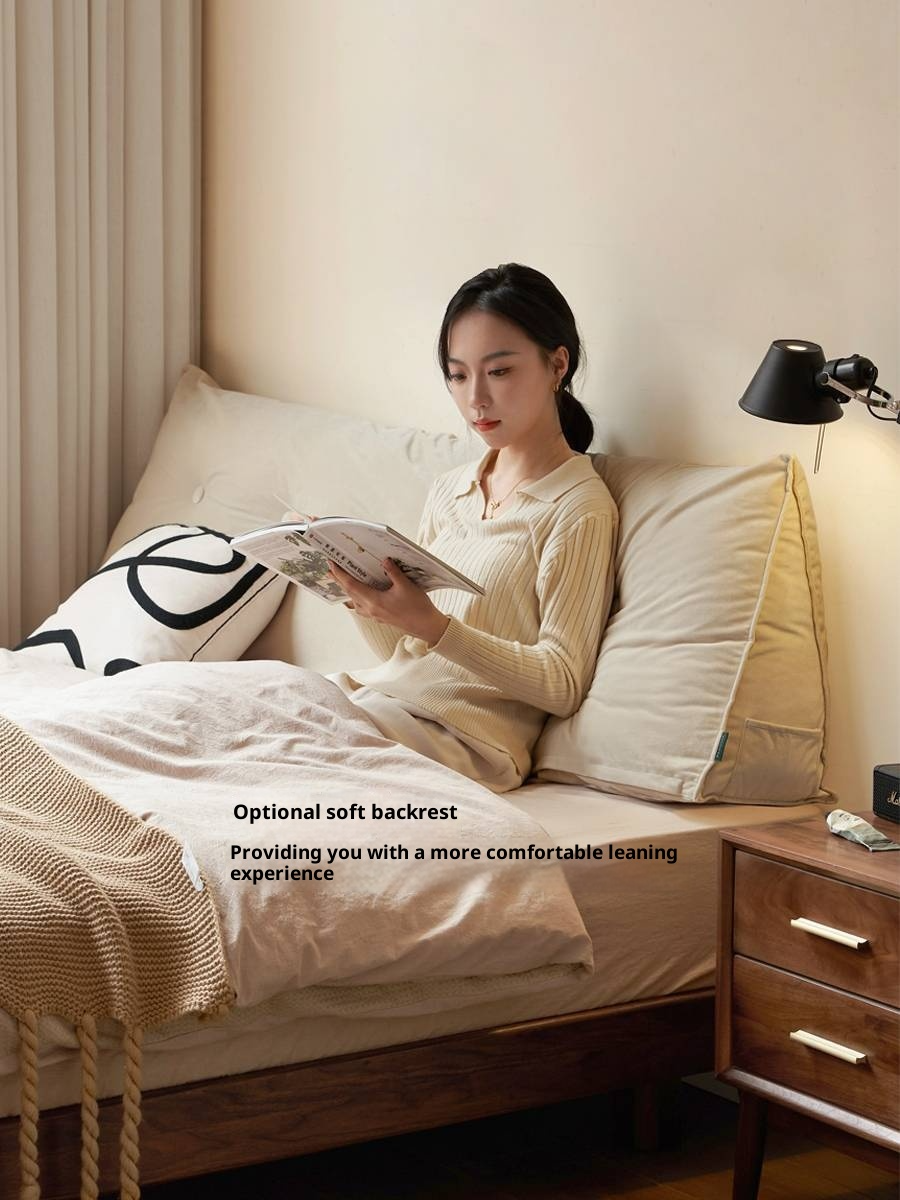 Black Walnut Solid Wood Platform Bed, Headboard-Free Bed