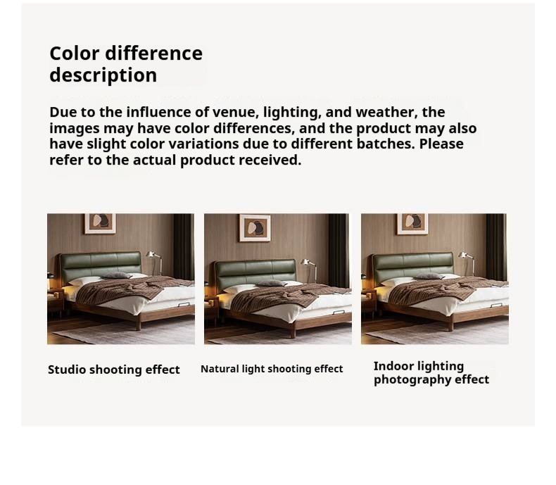 Black Walnut, Teak Solid Wood Luxury Genuine Leather Bed