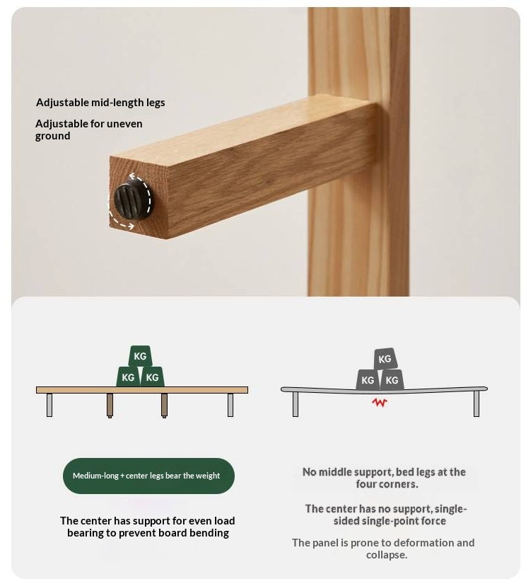 Oak Solid Wood Suspended Bed with Soft Backrest – Piano Key Design