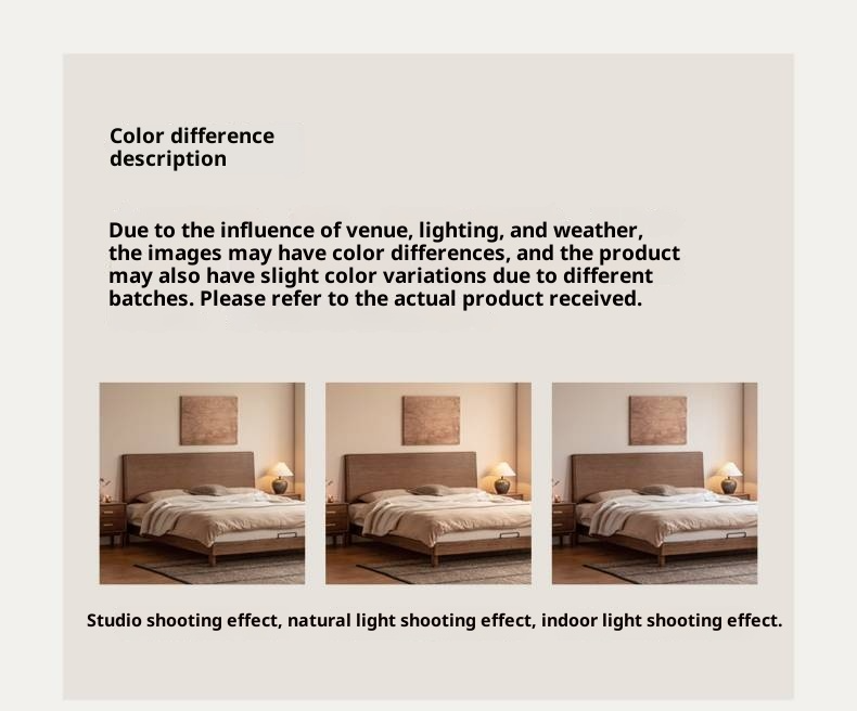 Black Walnut Solid Wood Modern Minimalist Large Bed