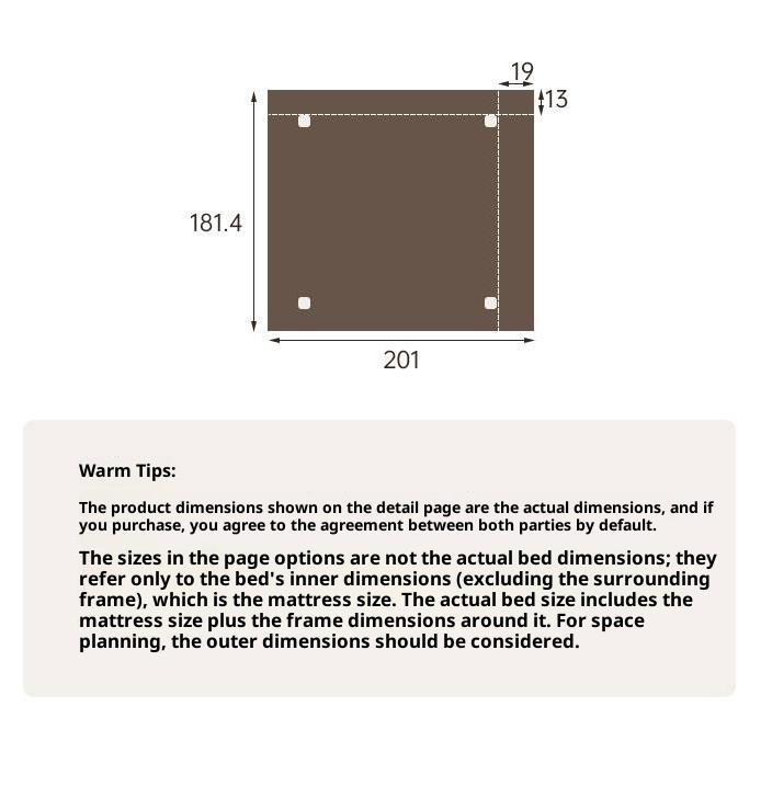 Black Walnut Solid Wood Platform Bed, Headboard-Free Bed