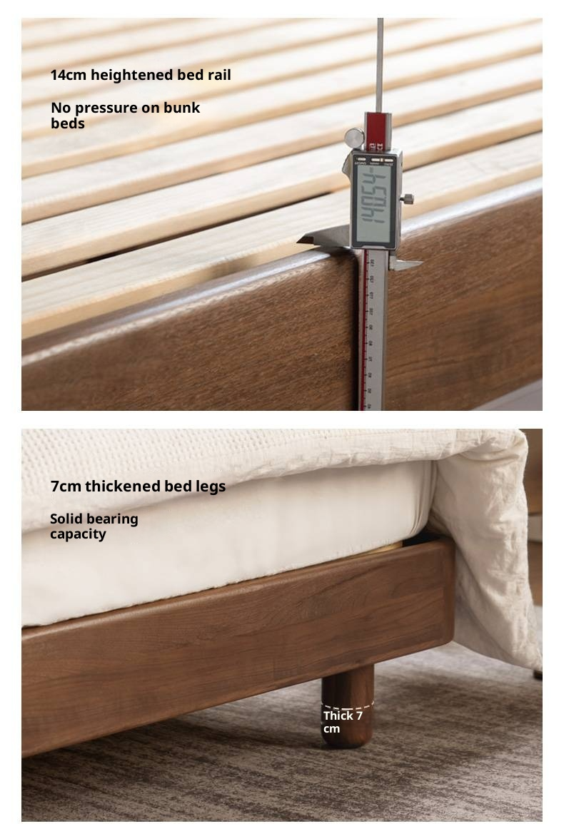 Black Walnut, Teak Solid Wood Luxury Genuine Leather Bed