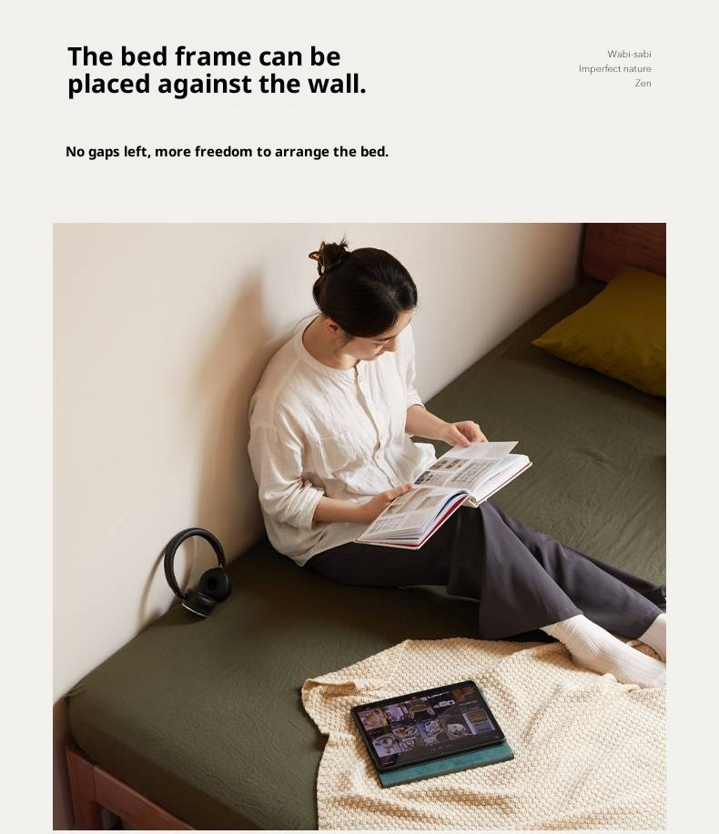 Black Walnut Solid Wood Modern Minimalist Large Bed