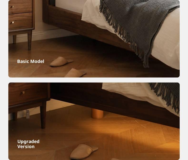 Black Walnut Solid Wood Suspended Modern Simple Bed