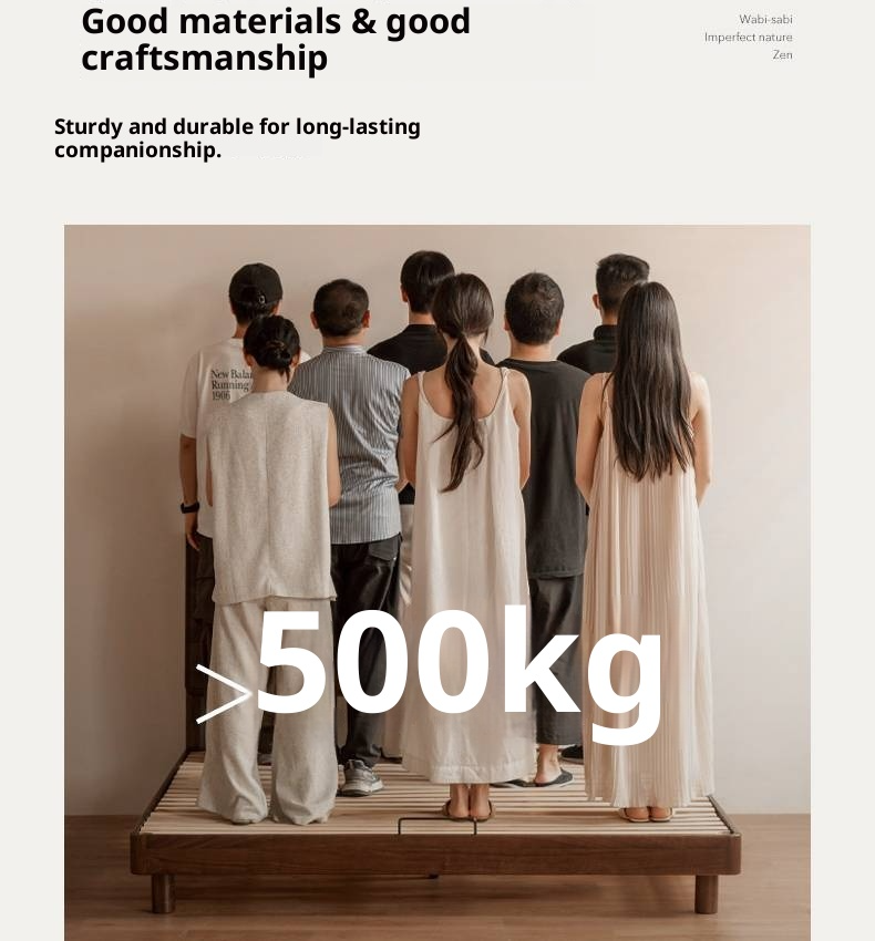 Black Walnut Solid Wood Modern Minimalist Large Bed