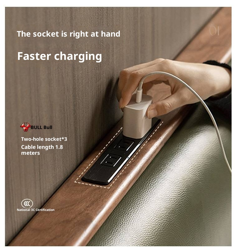 Black Walnut, Teak Solid Wood Luxury Genuine Leather Bed