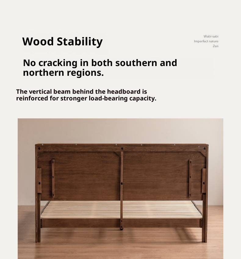 Black Walnut Solid Wood Modern Minimalist Large Bed