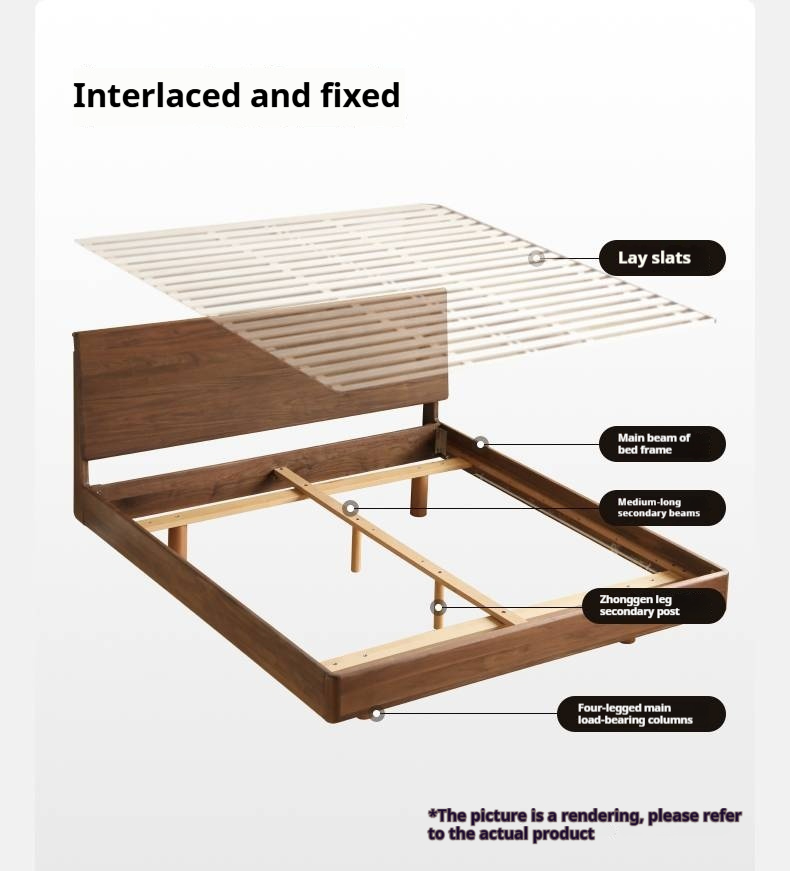 Black Walnut Solid Wood Suspended Modern Simple Bed