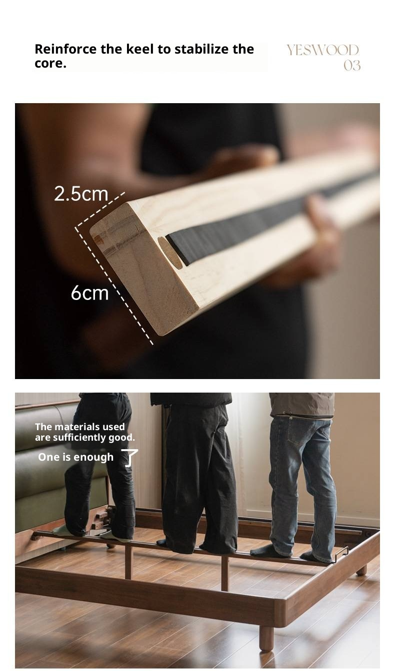 Black Walnut, Teak Solid Wood Luxury Genuine Leather Bed