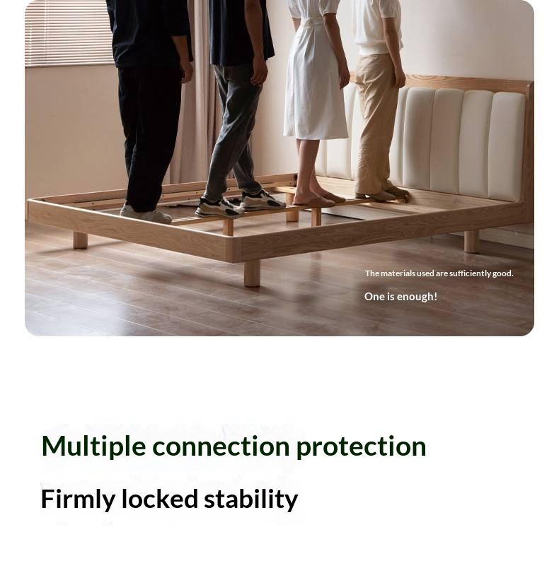 Oak Solid Wood Suspended Bed with Soft Backrest – Piano Key Design