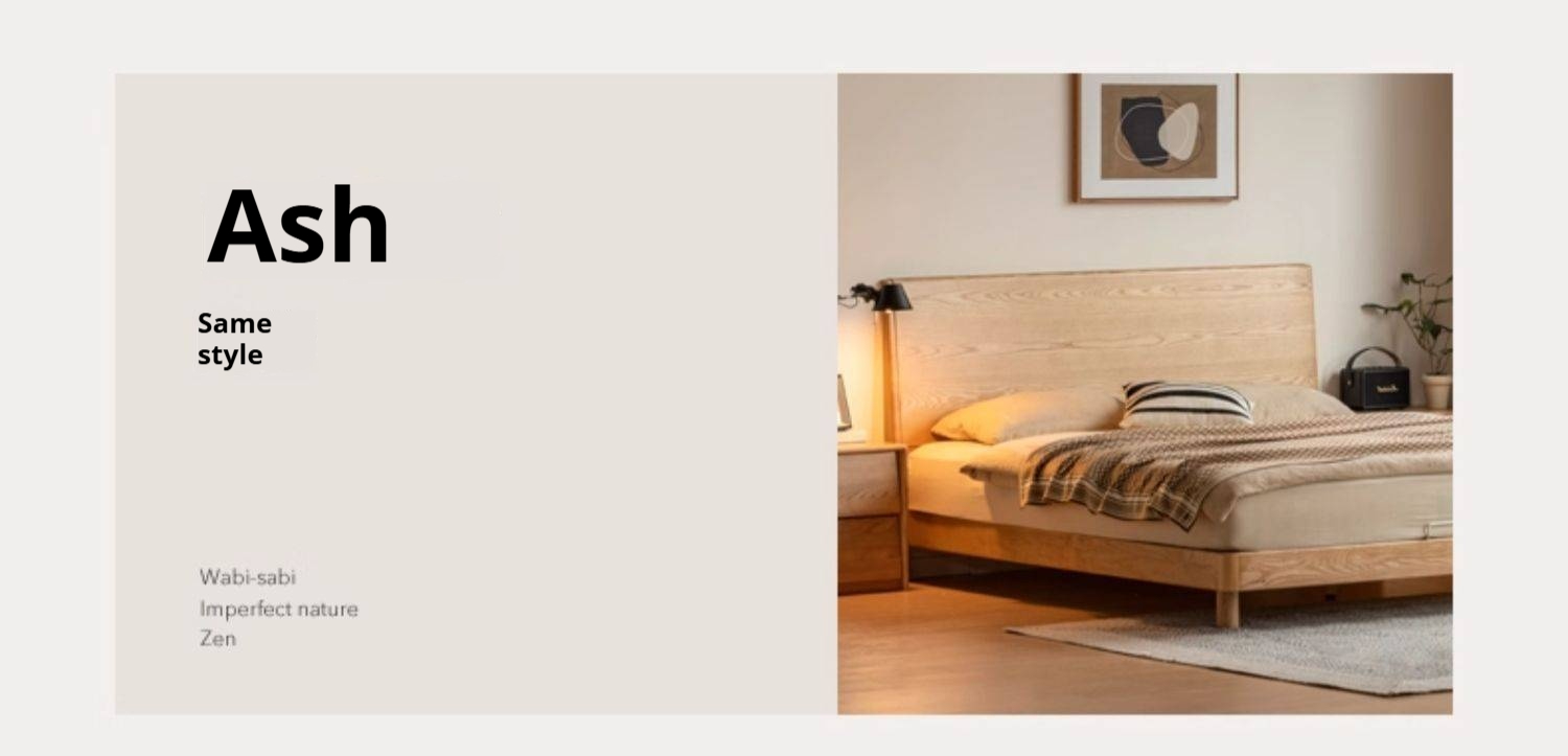 Black Walnut Solid Wood Modern Minimalist Large Bed