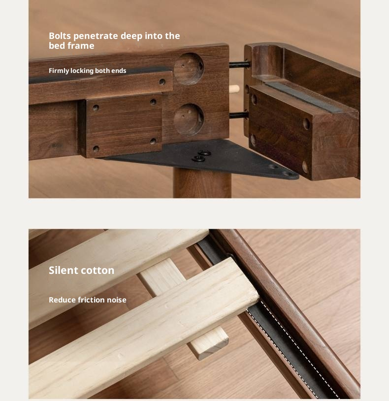 Black Walnut Solid Wood Modern Minimalist Large Bed