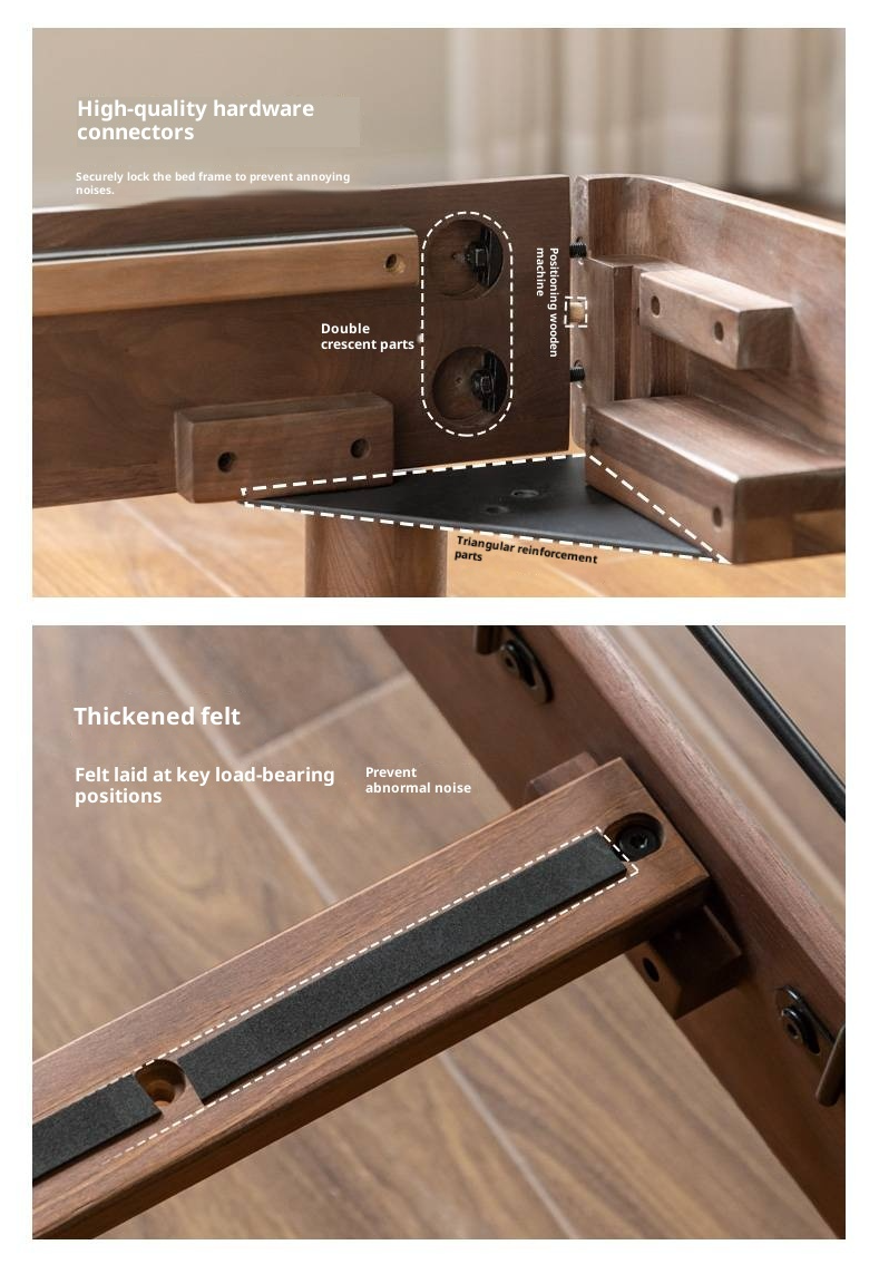 Black Walnut, Teak Solid Wood Luxury Genuine Leather Bed