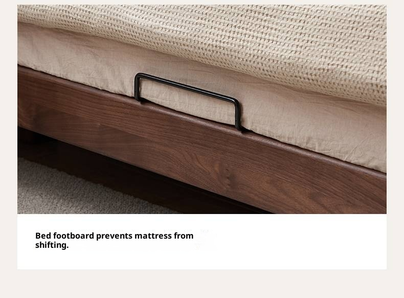 Black Walnut Solid Wood Platform Bed, Headboard-Free Bed