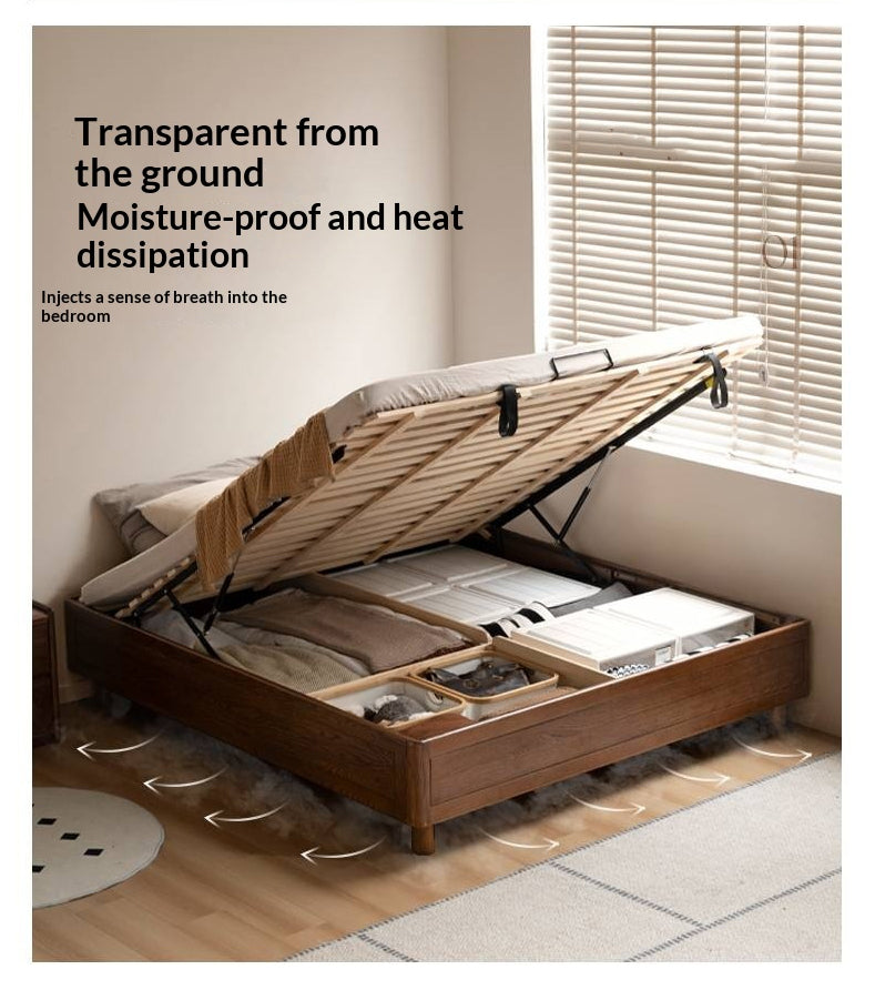 Oak Solid Wood Modern Platform Bed, Headboard-Free Box Bed