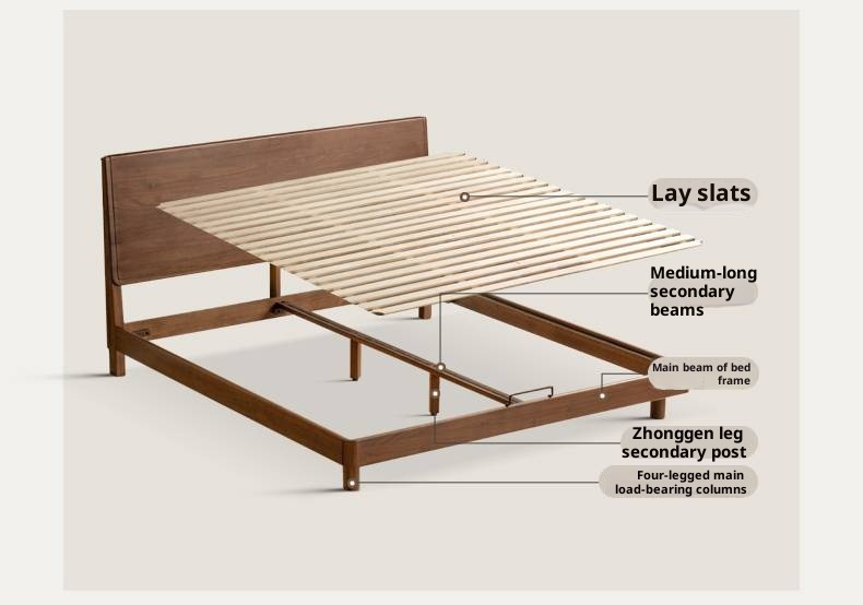 Black Walnut Solid Wood Modern Minimalist Large Bed