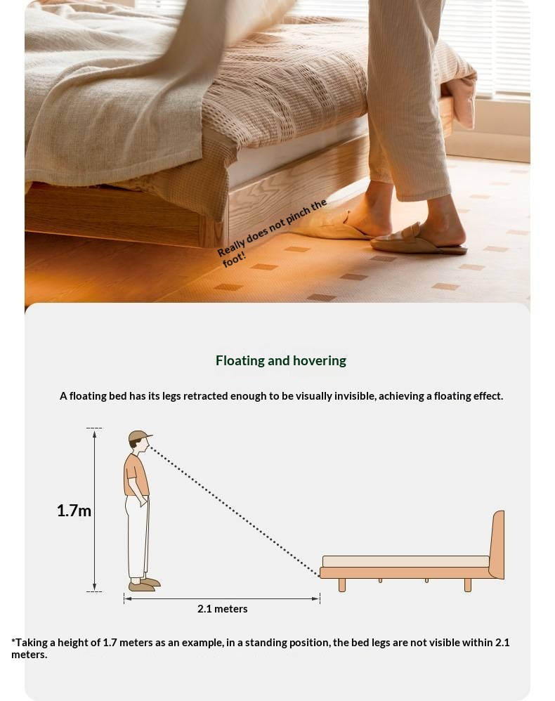 Oak Solid Wood Suspended Bed with Soft Backrest – Piano Key Design