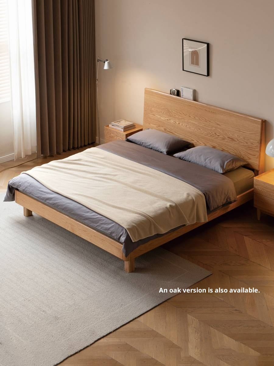 Black Walnut, Sandalwood,Oak Bed with High Headboard