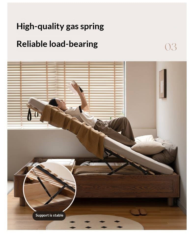 Oak Solid Wood Modern Platform Bed, Headboard-Free Box Bed