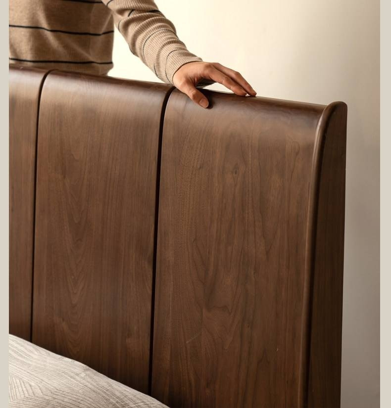 Black Walnut Solid Wood Bed — Italian Light Luxury Style