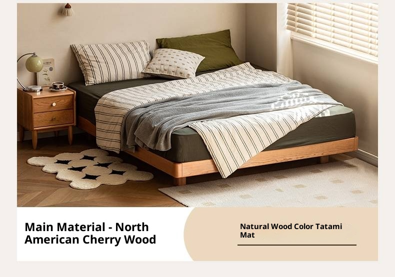 Black Walnut Solid Wood Platform Bed, Headboard-Free Bed