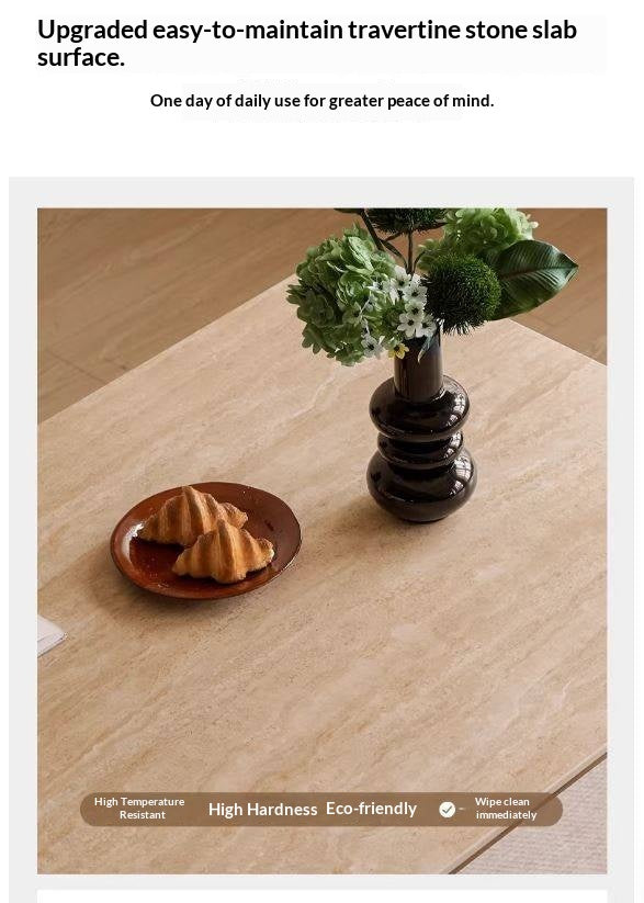 Black Walnut Solid Wood Travertine Slab Light Luxury Dining Table