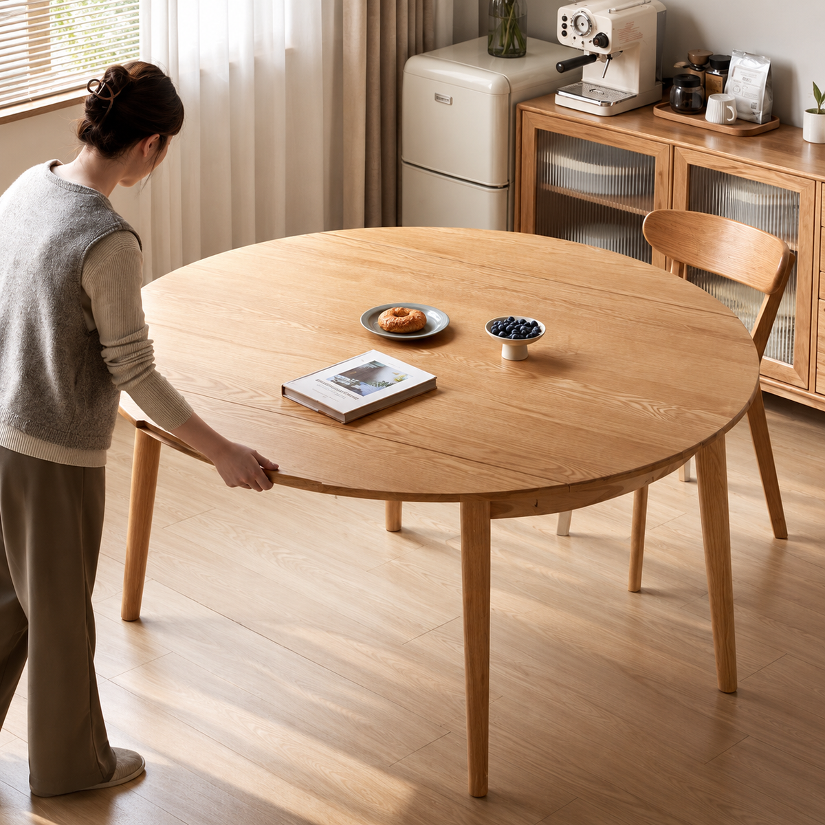 Oak Solid Wood Folding Dining Table
