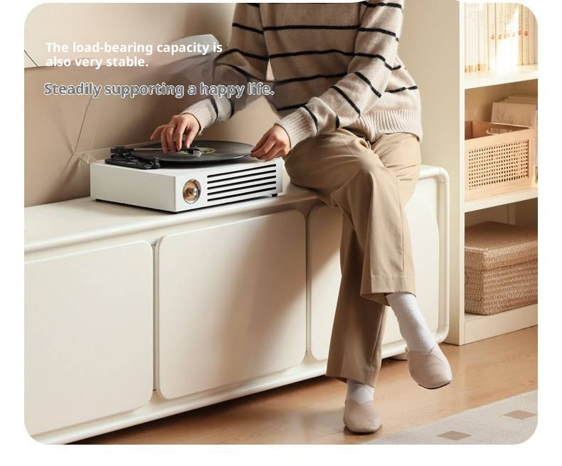 Solid RubberWood TV Cabinet Cream Style Floor Cabinet.