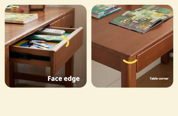 Poplar Solid Wood Children's Study Table Bookshelf Integrated.