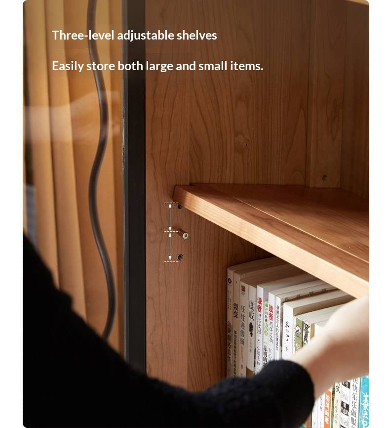 Cherry Solid Wood Floor-Standing Bookcase with Modern Shelving
