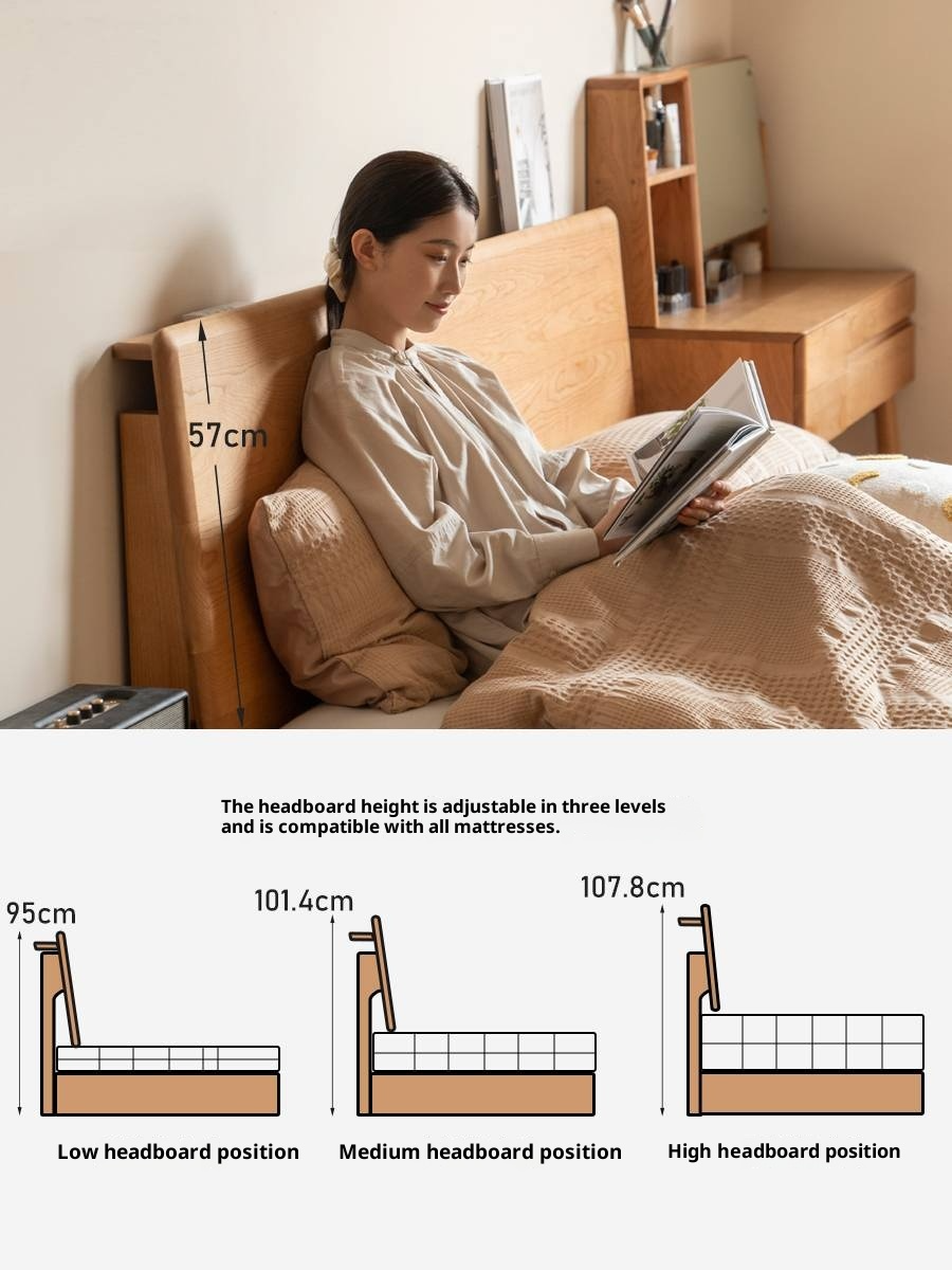 Cherry Solid Wood Bed Modern Style
