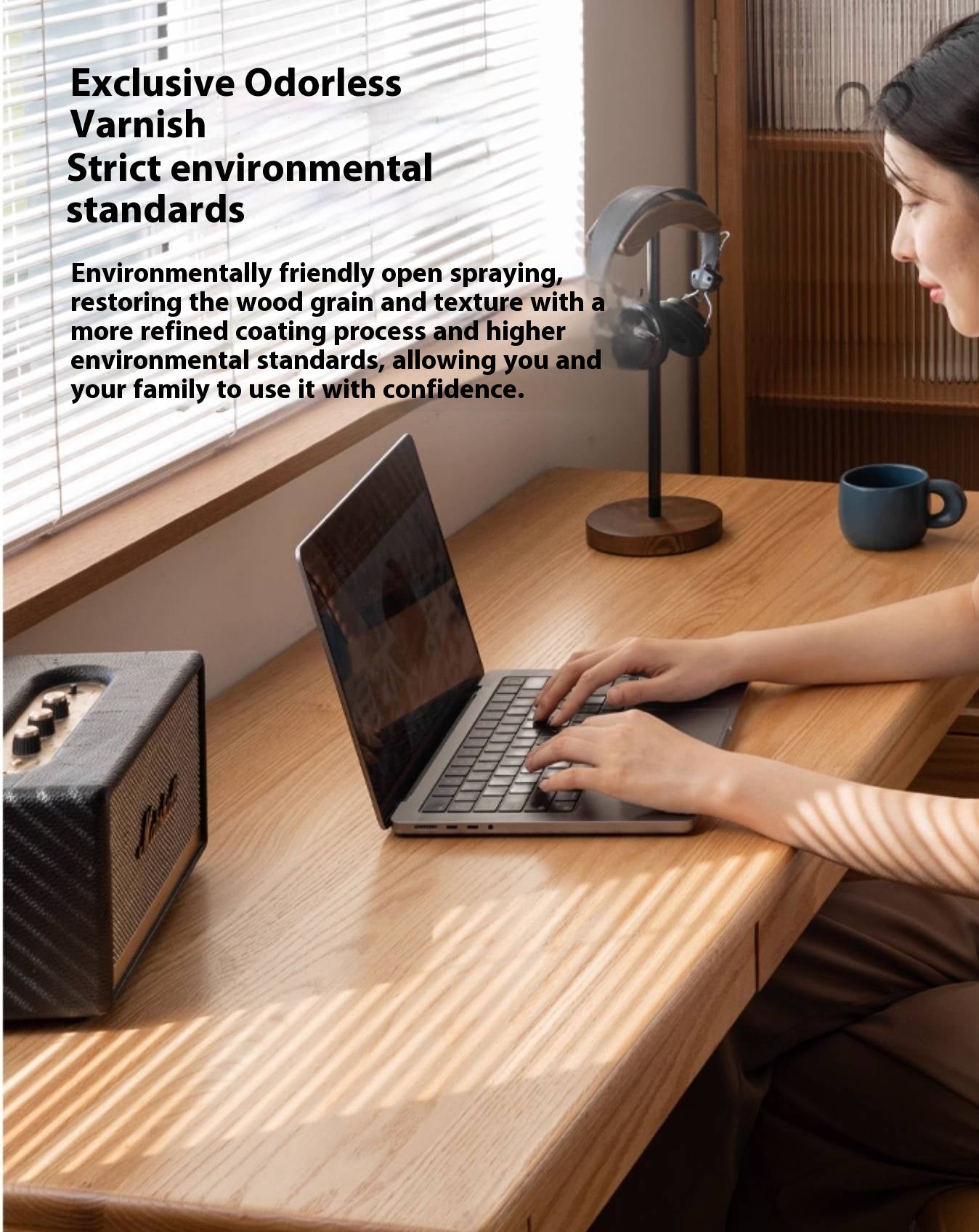 Oak Solid Wood Office Nordic Desk