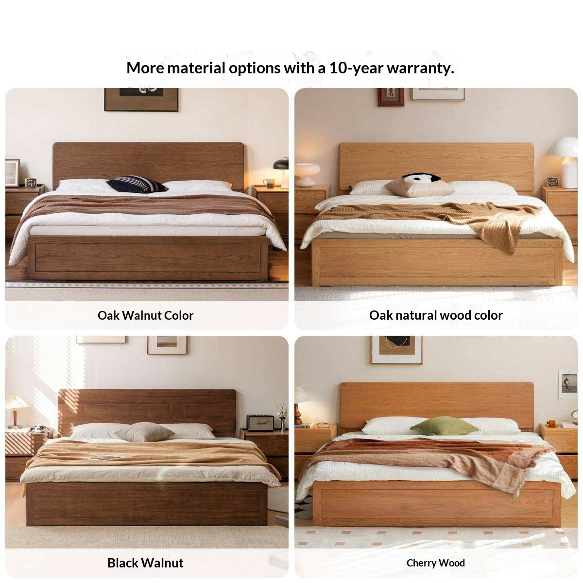 Rubberwood Solid Wood White Cream Gas Lift Storage Bed