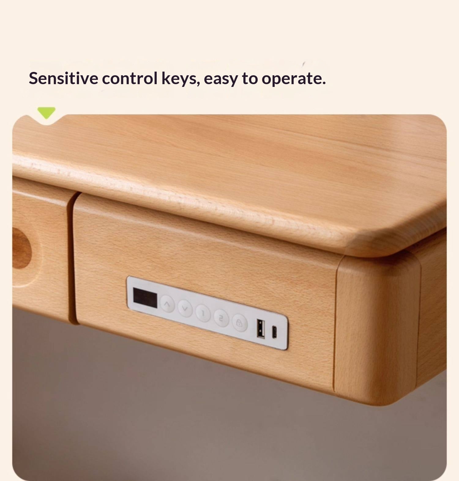 Beech Solid Wood Children's Study Desk with Electric Lift