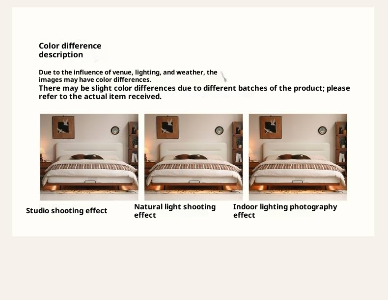 Poplar Solid Wood Floating Soft Bed, Vintage with Light