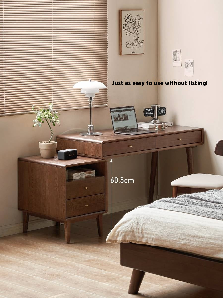 Oak Solid Wood Retractable Computer Desk