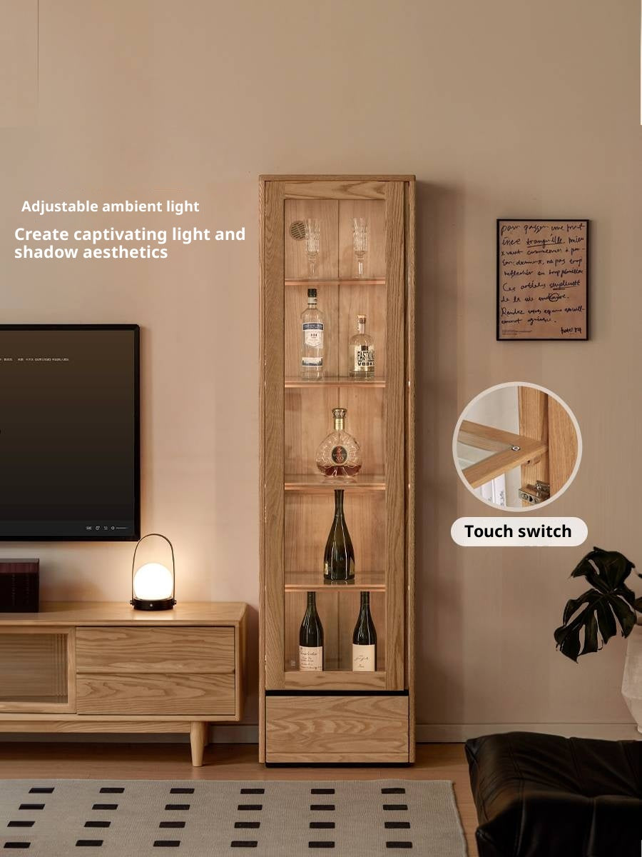 Ash Solid Wood Modern Glass Bookcase