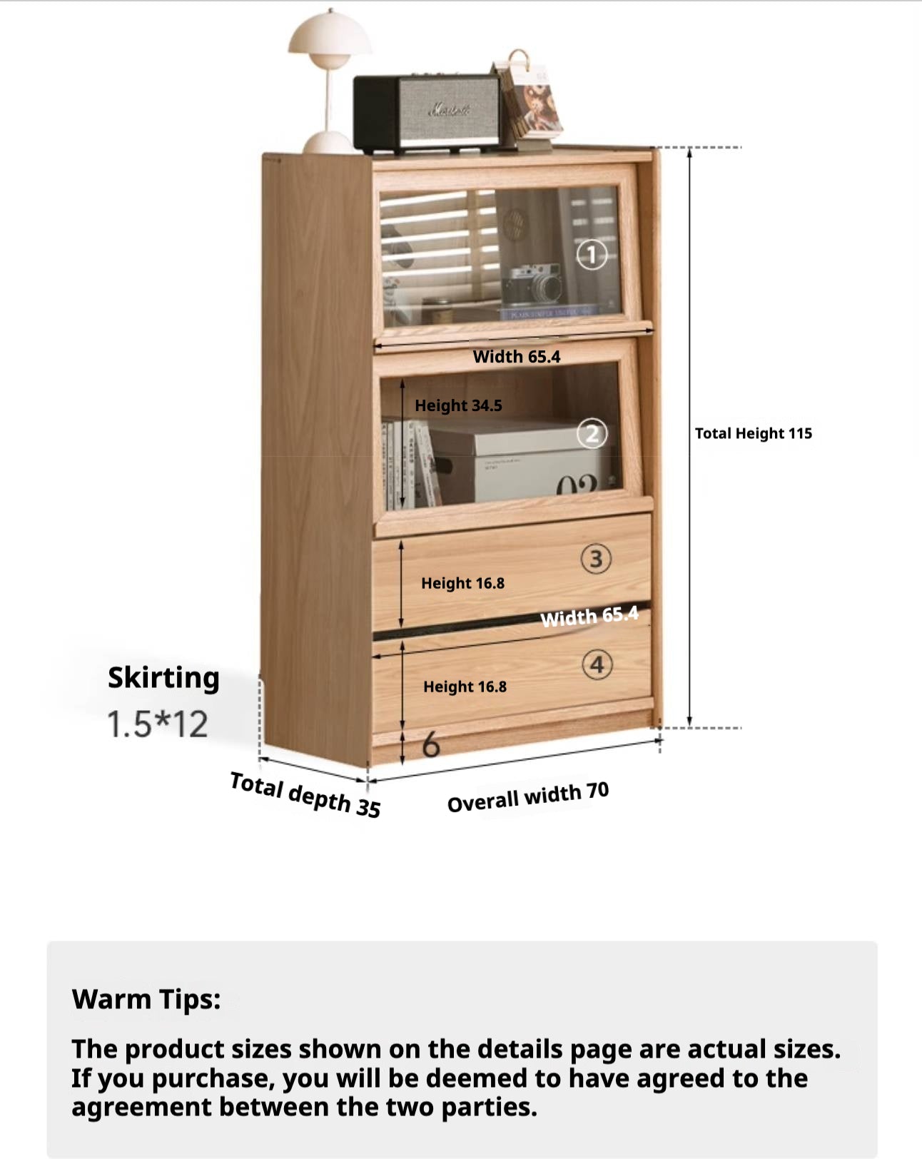 Ash Solid Wood Modern Side Cabinet.
