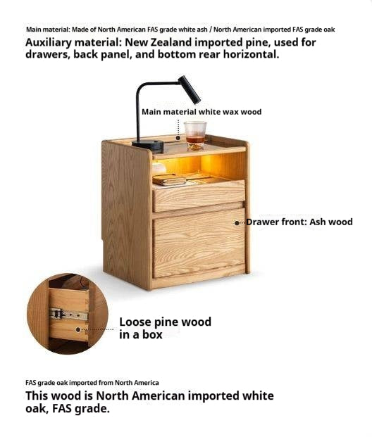 Ash Solid Wood Modern Nightstand