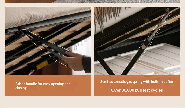 Genuine Leather Upholstered Lift-Up Storage Bed