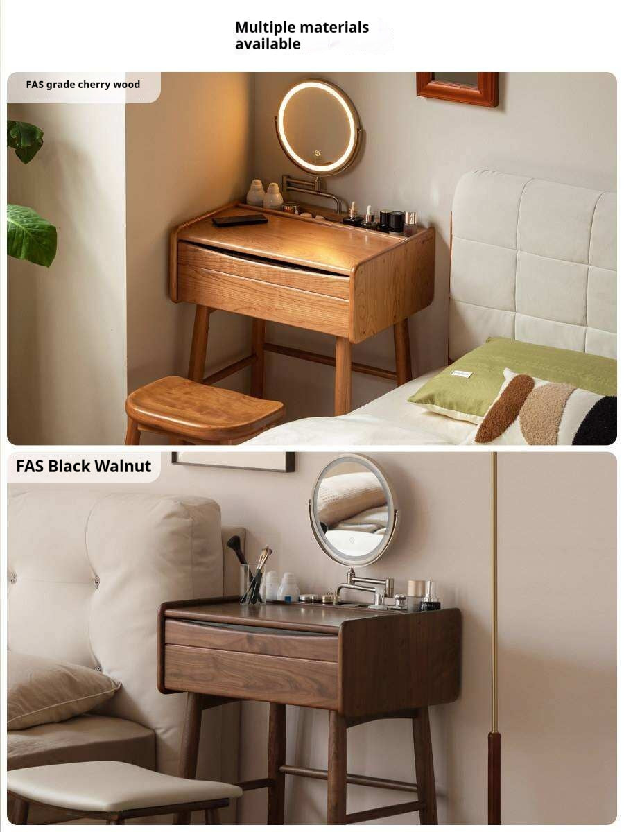 Solid Rubberwood Small White Vanity Table.